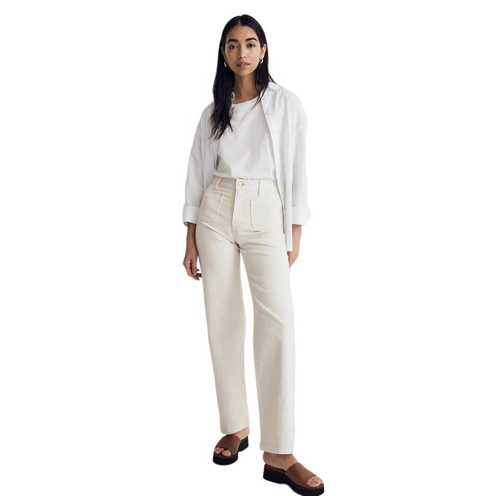 Madewell Straight Leg High-Rise Pants in Off-White